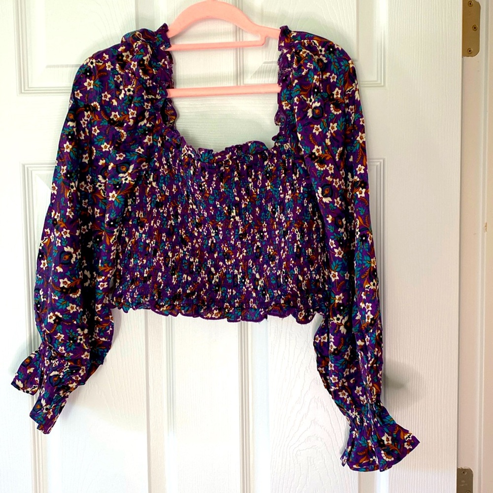 Band of the Free Purple and Ivory Cropped Top. Size Small.